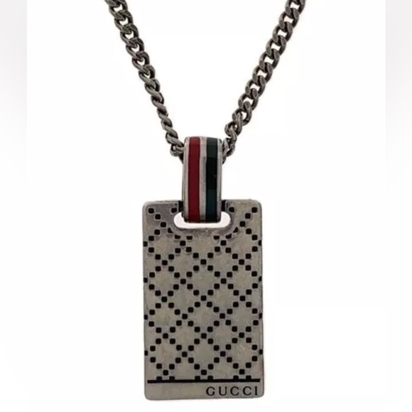 GUCCI Necklace Plate Sherry Line & Chain - Picture 1 of 8